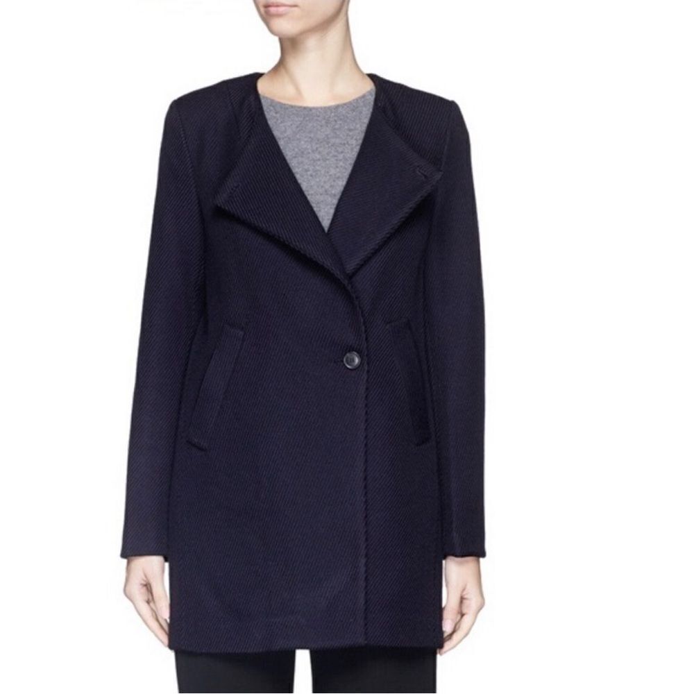 Theory Navy Venizka Wool-blend Twill Coat Jacket